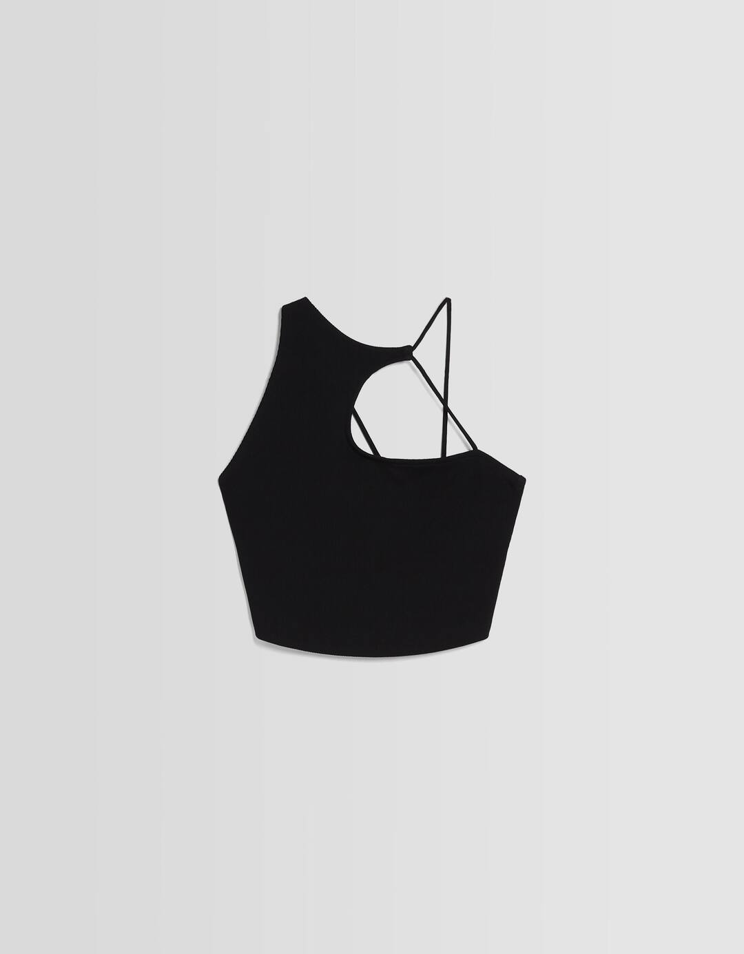 Sleeveless asymmetric crop top