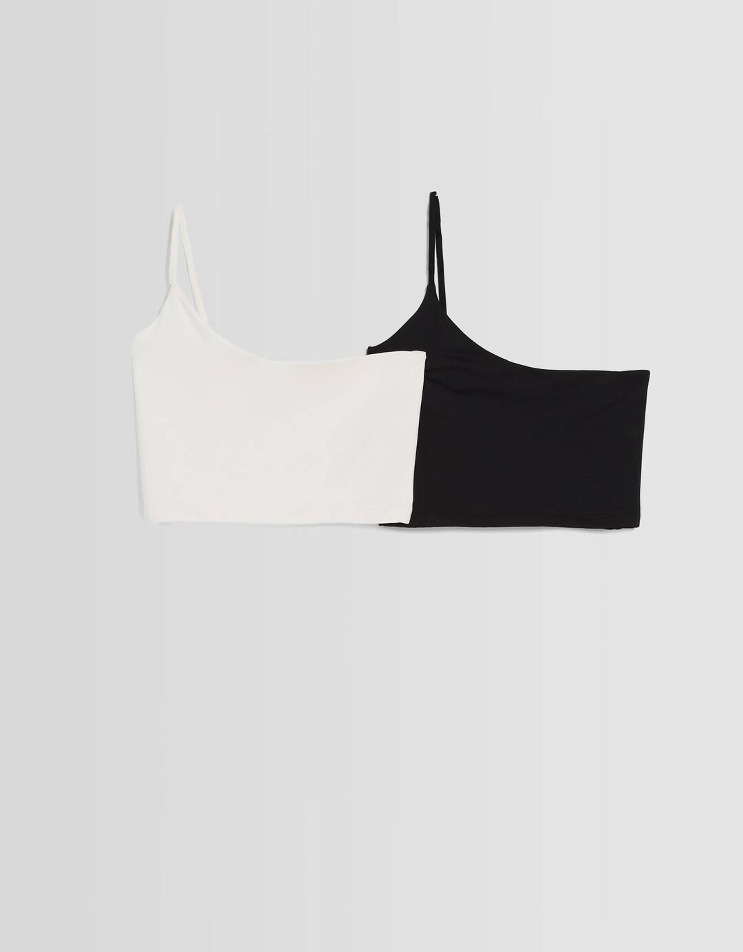 2-pack of asymmetric nylon blend crop tops