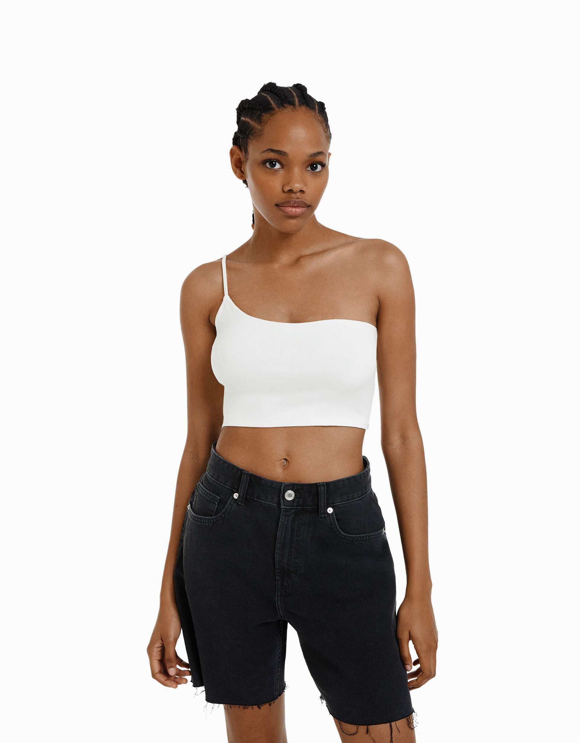 Bershka FADED SEAMLESS BANDEAU - Top - white/off-white 