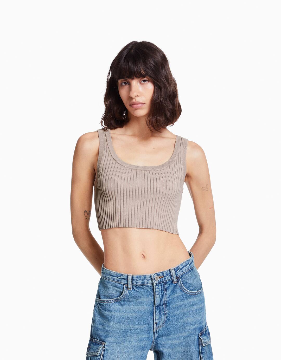 Ribbed strappy fitted top