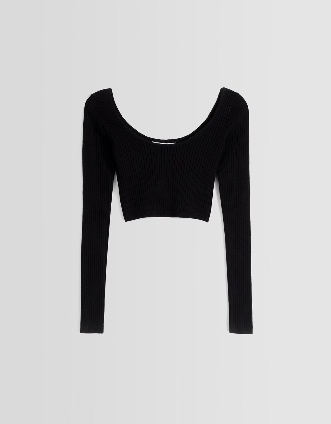 Cropped sweater with low-cut neckline