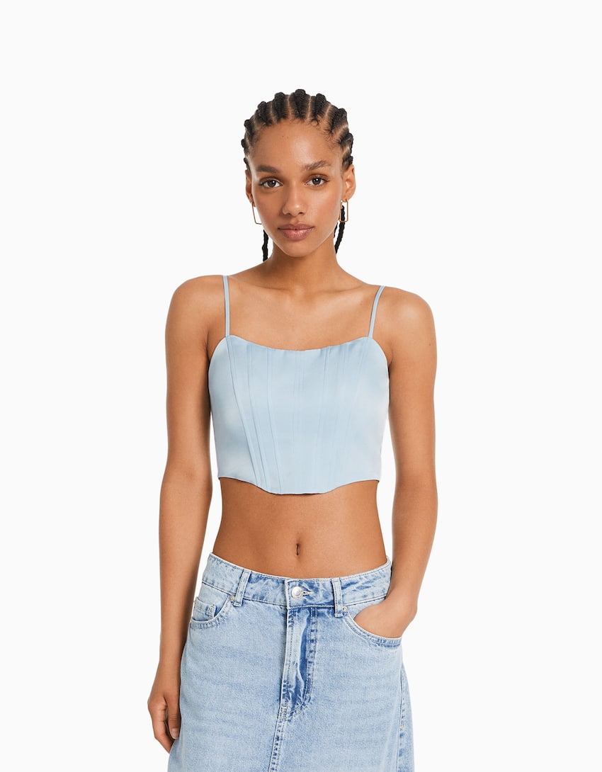 Kishori Corset Crop Top w/ Cowl Neck