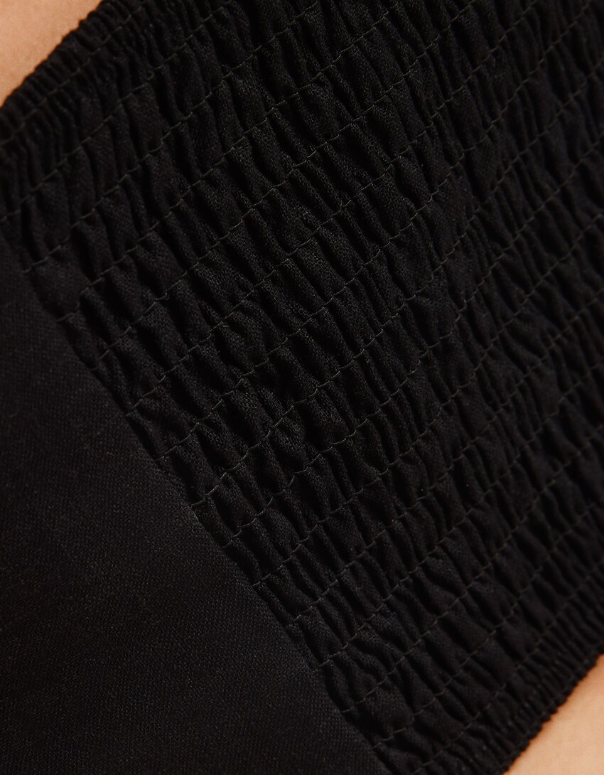 Linen blend bustier top-Black-5