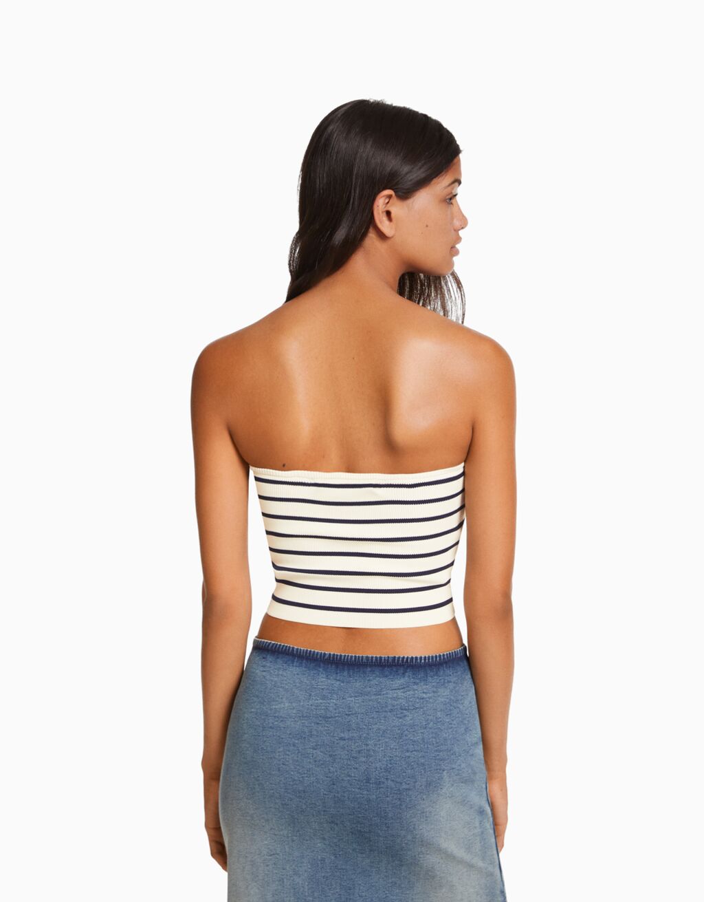 Striped hot sale strapless top