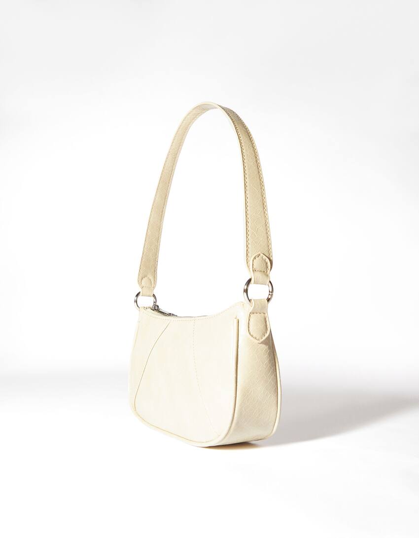Faux leather shoulder bag-Beige-4