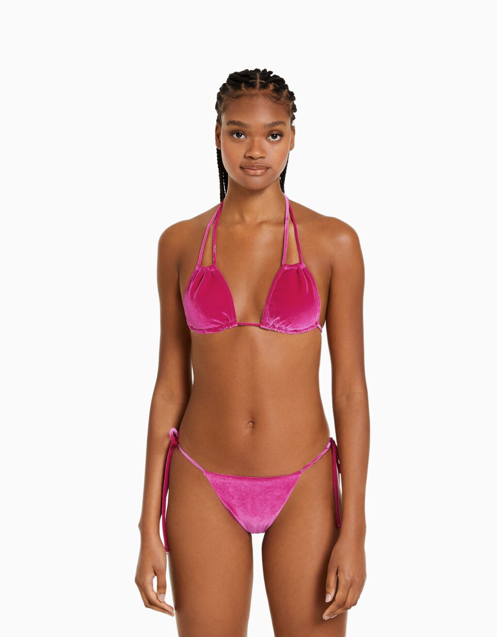 Velvet bikini top Women Bershka