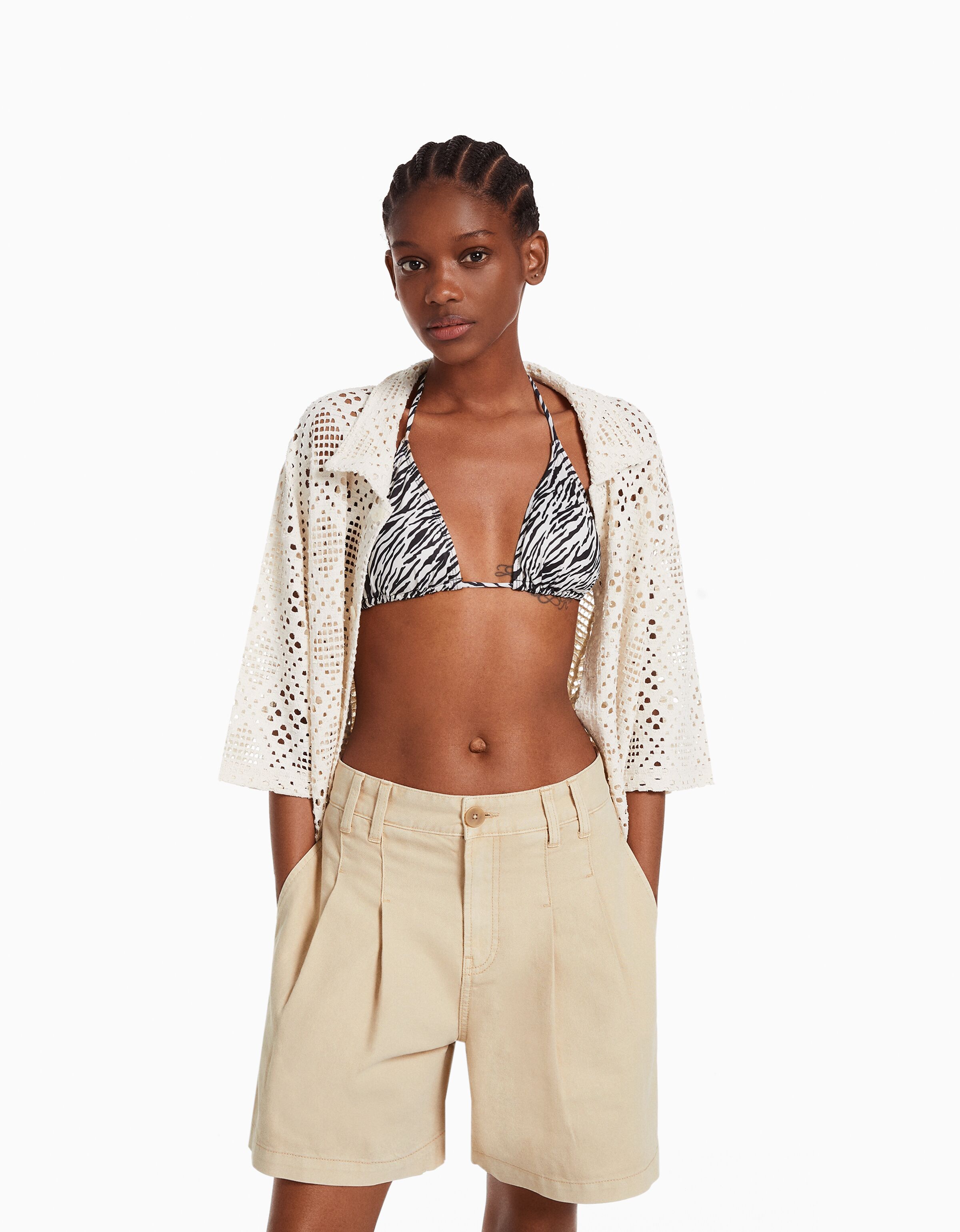 Top bikini cebra Festivales Mujer Bershka