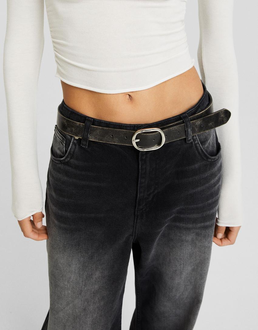 Distressed belt-Grey-1