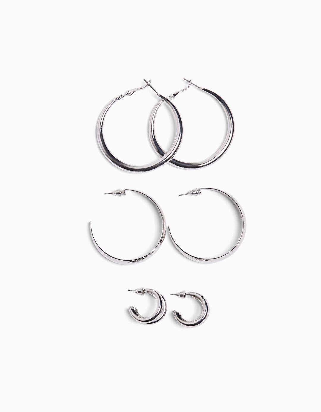 Set 3 pairs of hoop earrings