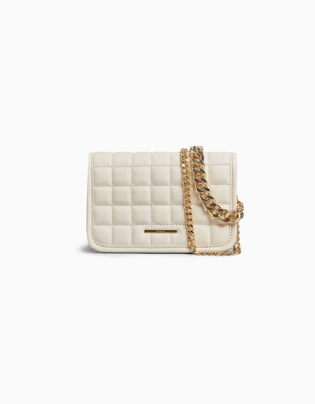 Quilted multi-way crossbody bag with chain