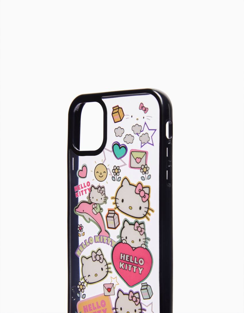 Hello Kitty print iPhone case with charm-Black-4