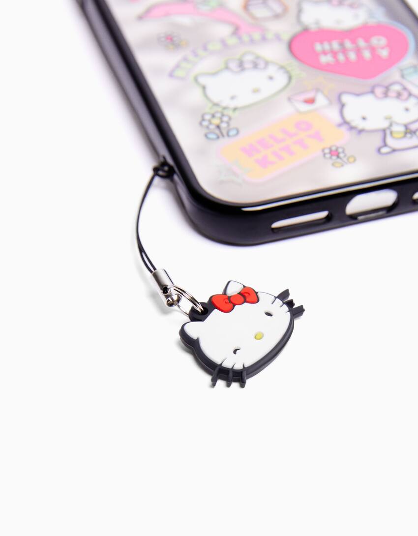 Hello Kitty print iPhone case with charm-Black-3