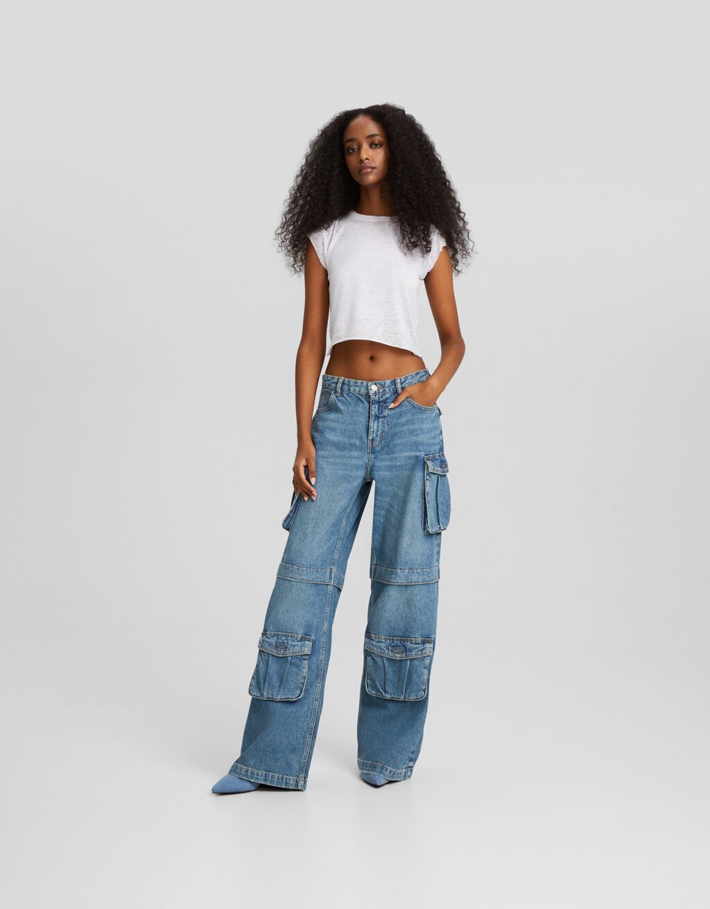 Multi pocket cargo jeans Tops bodies Women Bershka