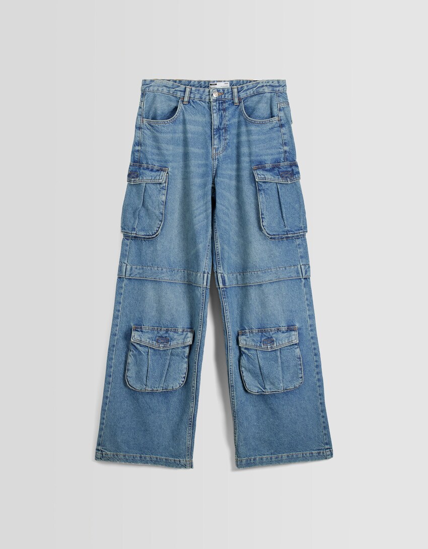 Jeans cargo multipocket-Azul-4