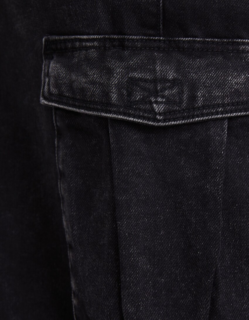 Jeans cargo multipocket-Negro-5