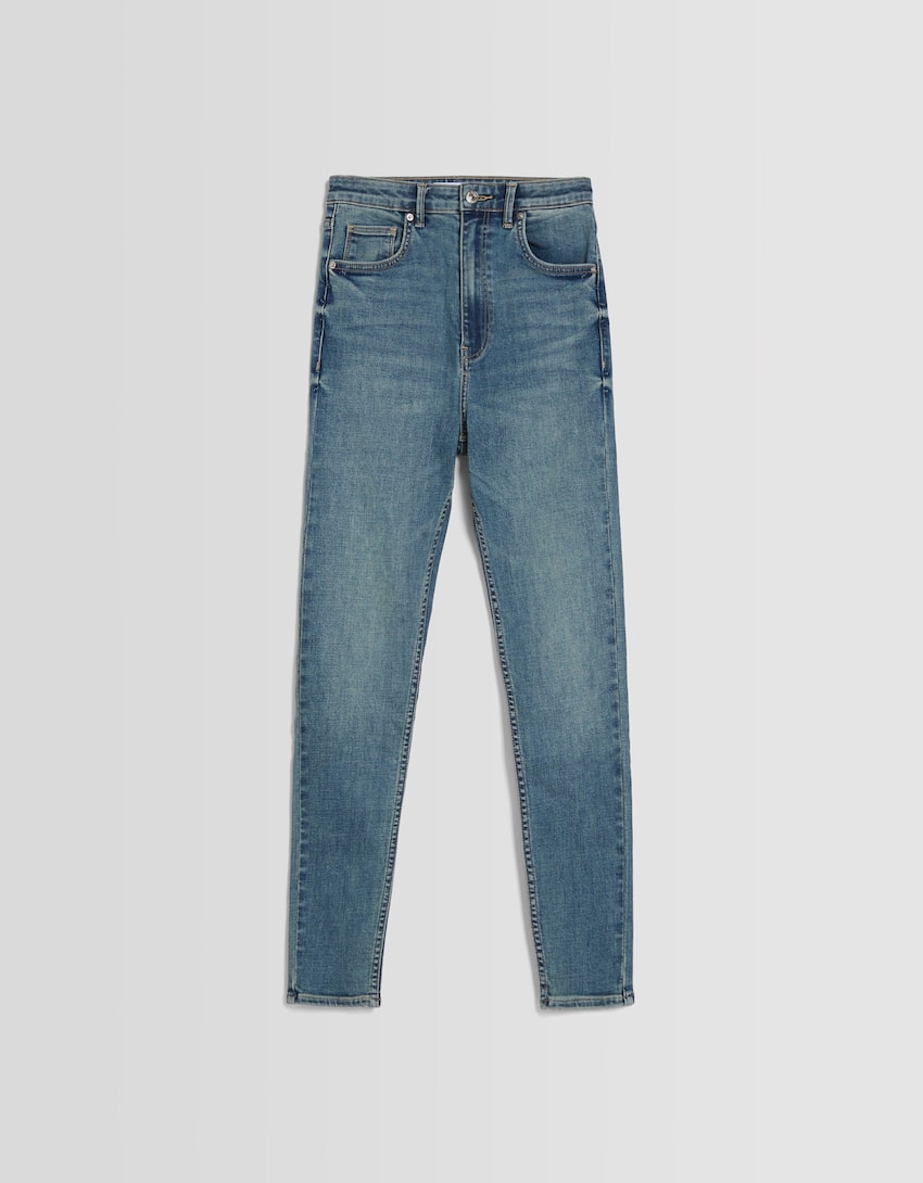 Super high waist skinny jeans-Washed out blue-4