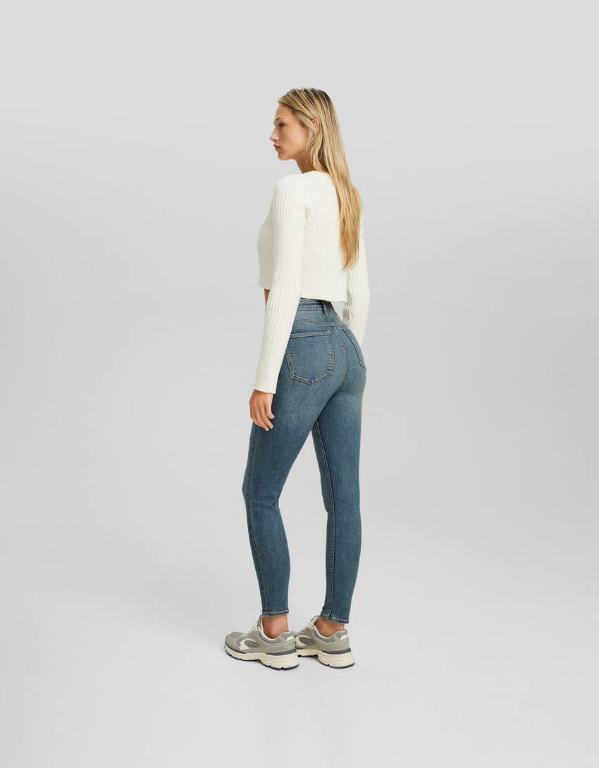 Super high waist skinny jeans-Washed out blue-2