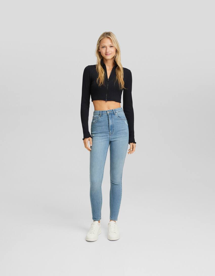 Super high waist skinny jeans - Denim - BSK Teen