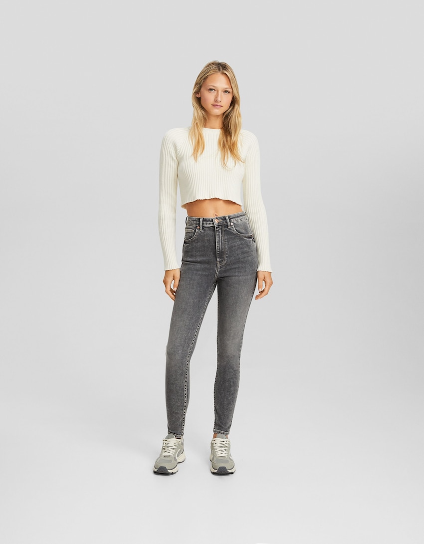 Super high-rise skinny jeans - Denim - BSK Teen |
