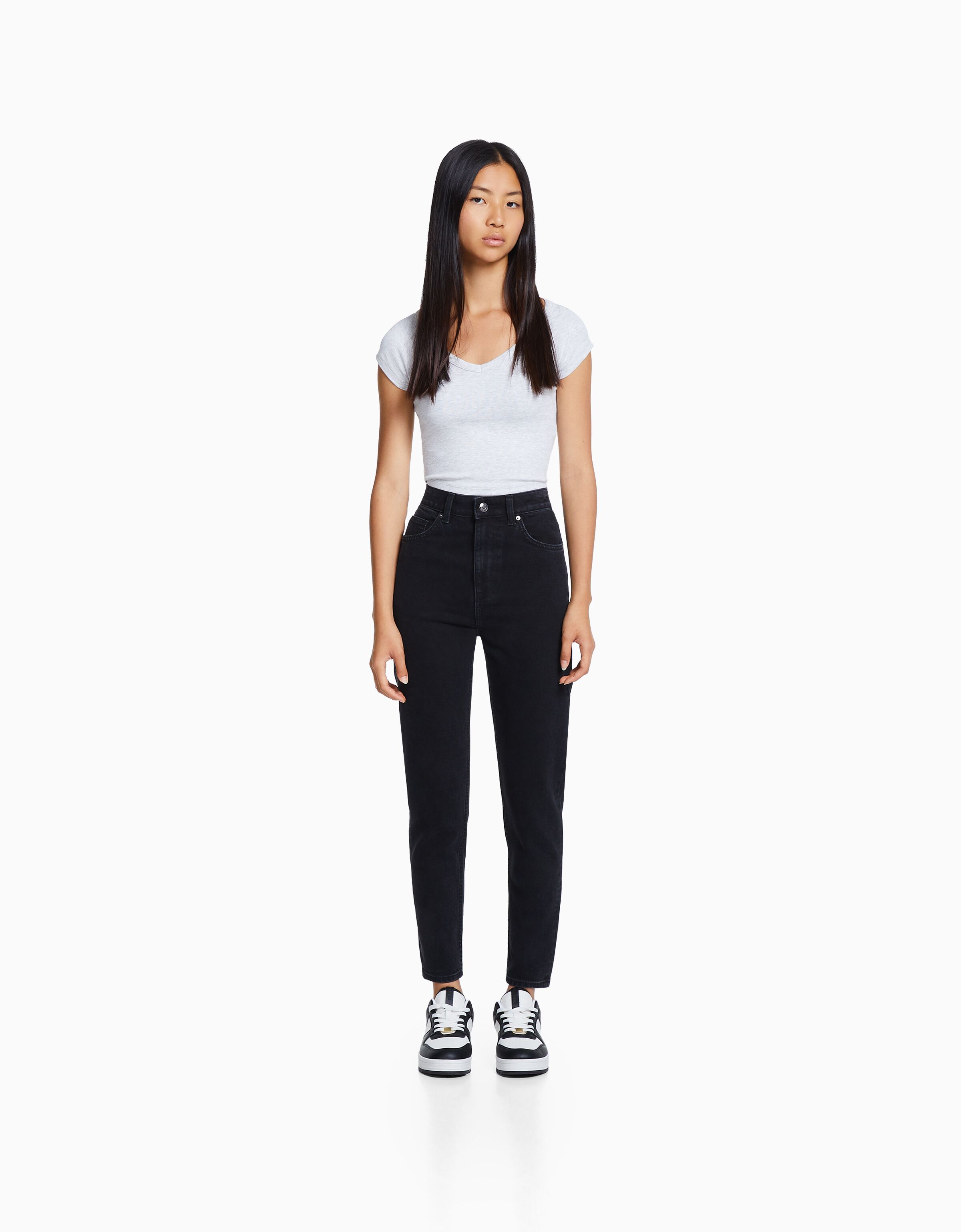 Jeans bershka mom top