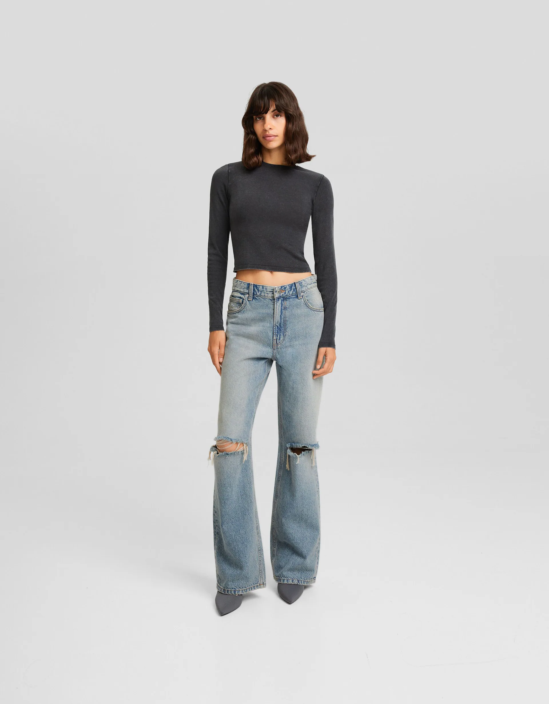 legation kontanter stemning Ripped wide-leg '90s jeans - Denim - BSK Teen | Bershka