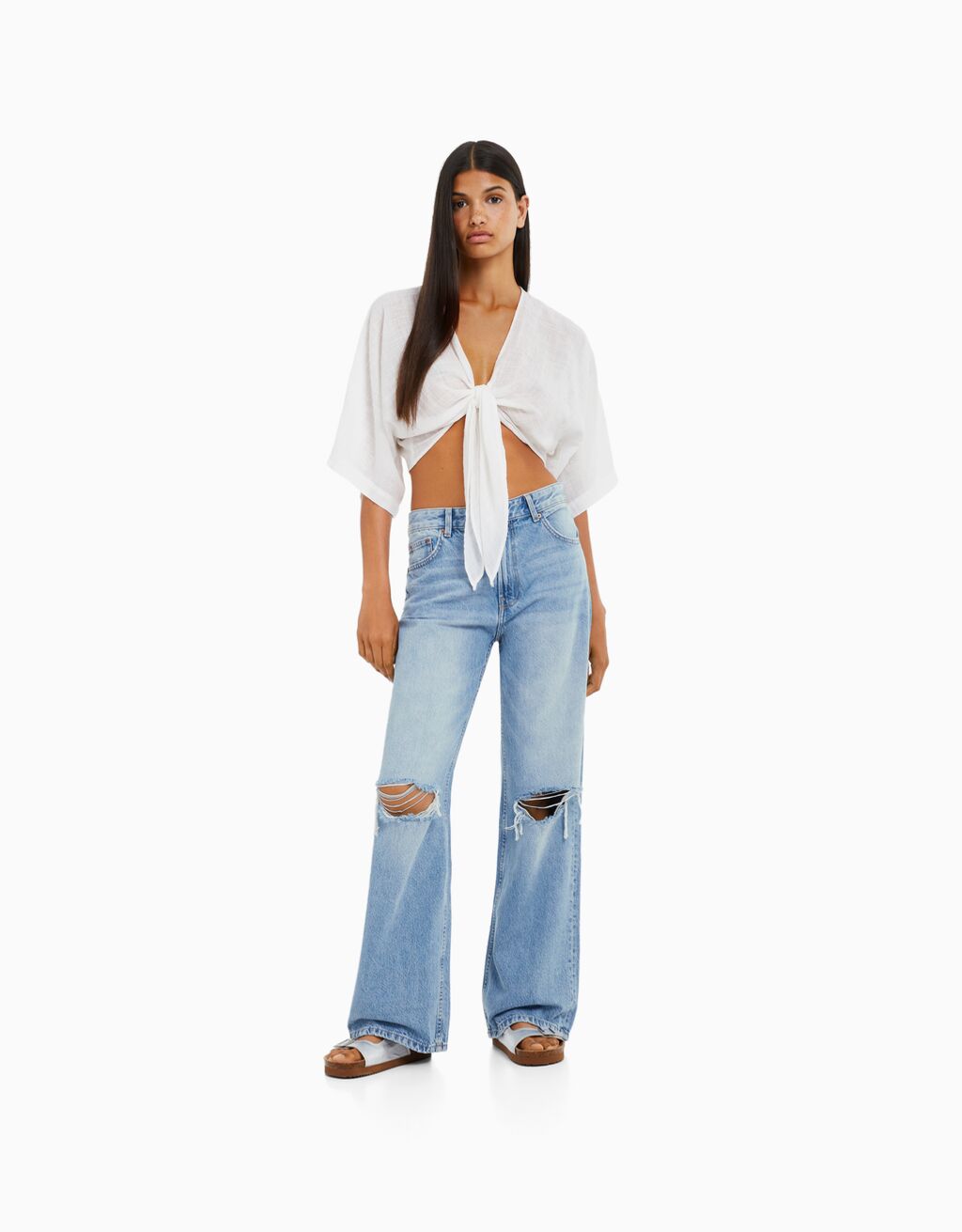 Bershka ripped 90s jeans sales