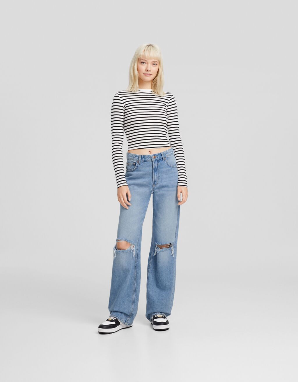 Ripped wide-leg ’90s jeans - BSK Teen | Bershka