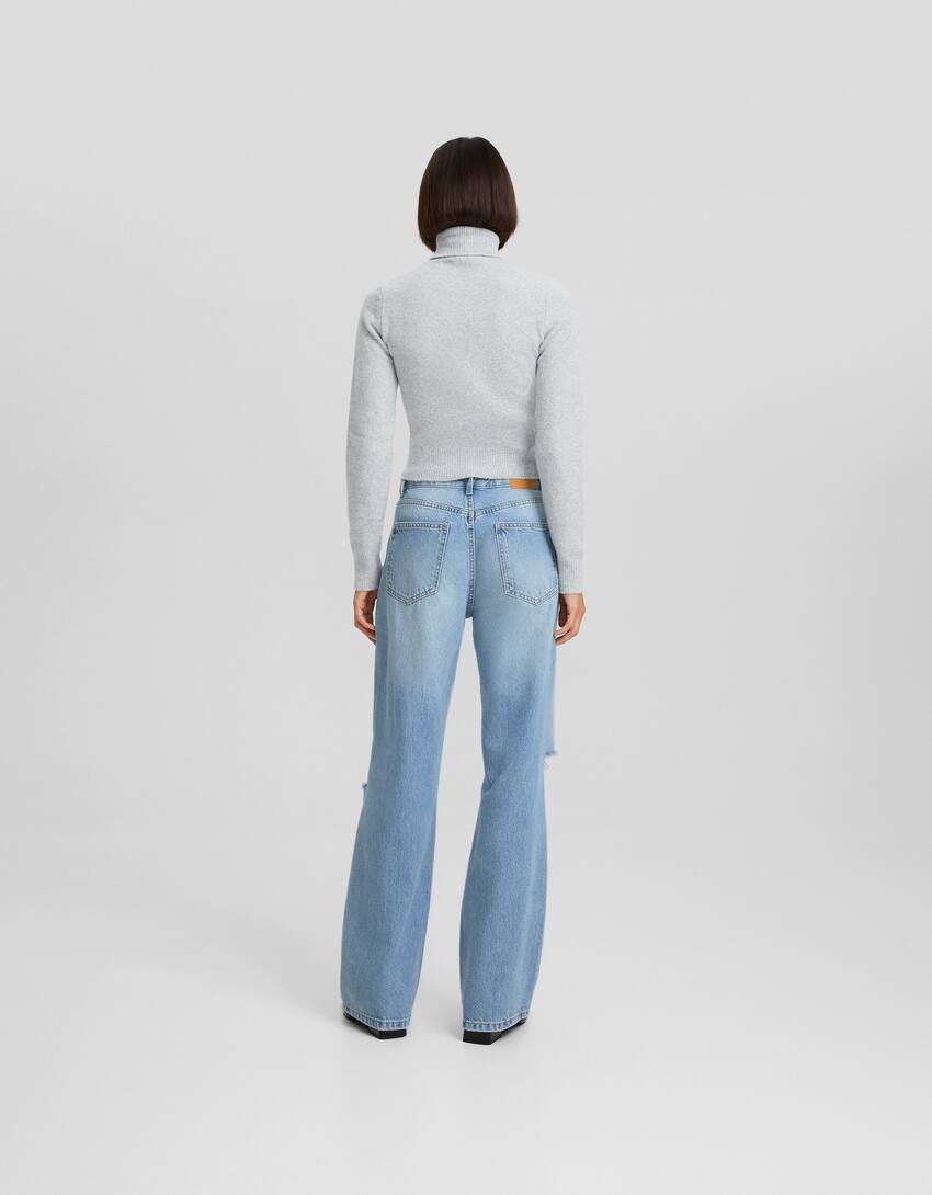 Ripped wide-leg ’90s jeans-Light blue-2