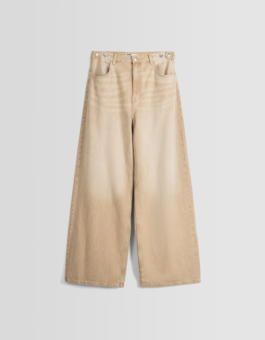 Wide-leg jeans-Cream-4