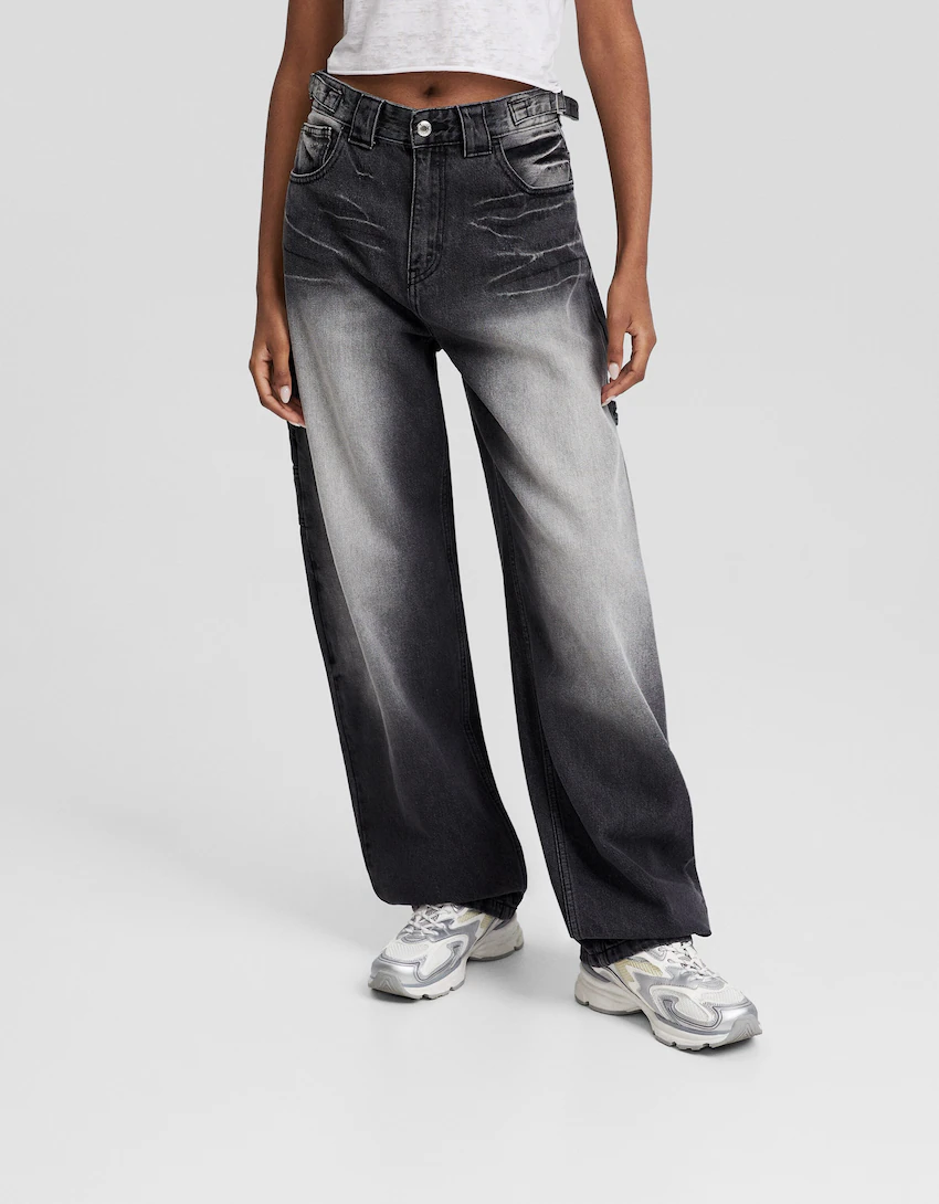 Wide-leg balloon carpenter jeans - Denim Women | Bershka