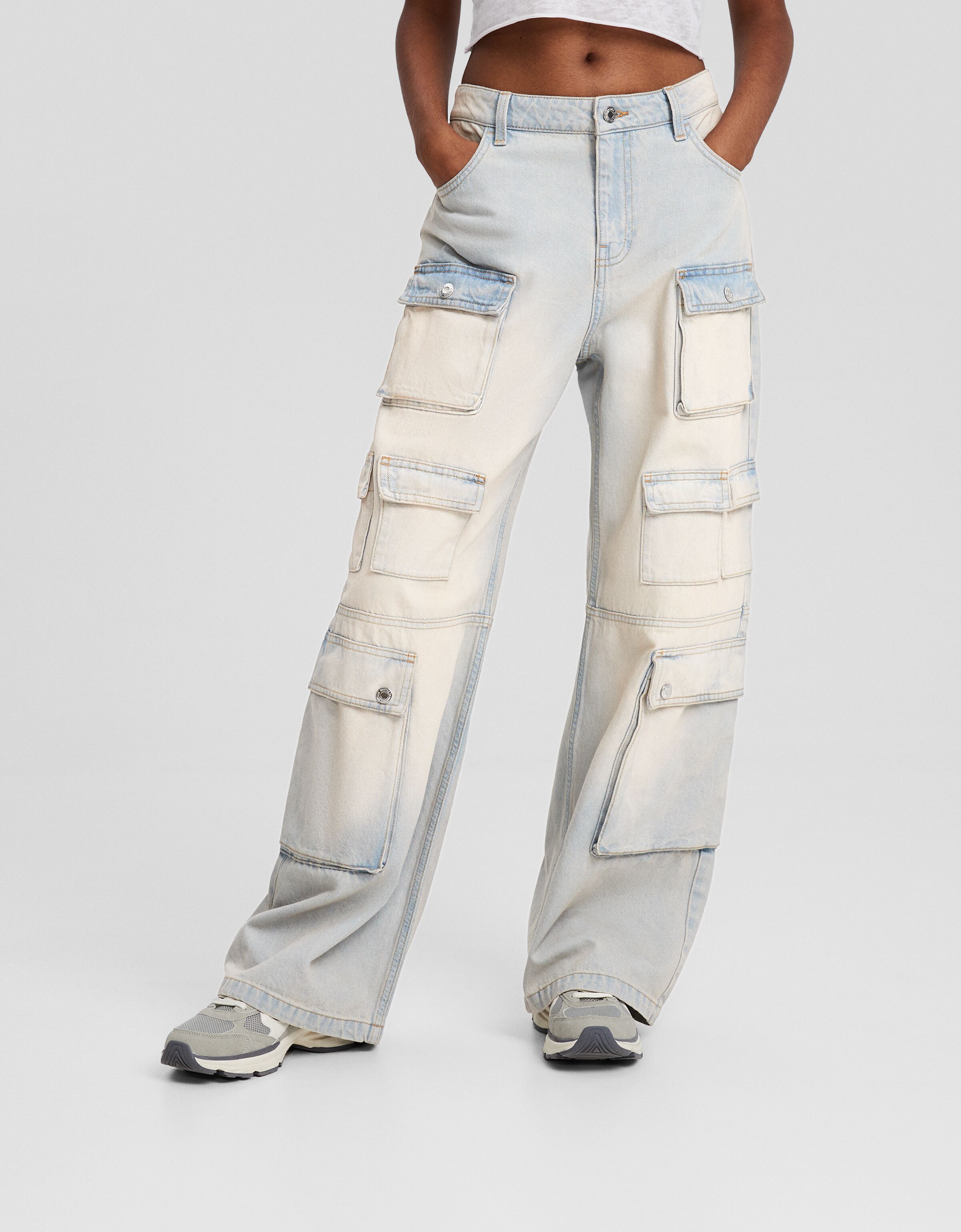 Multi-cargo baggy jeans - New - Women | Bershka