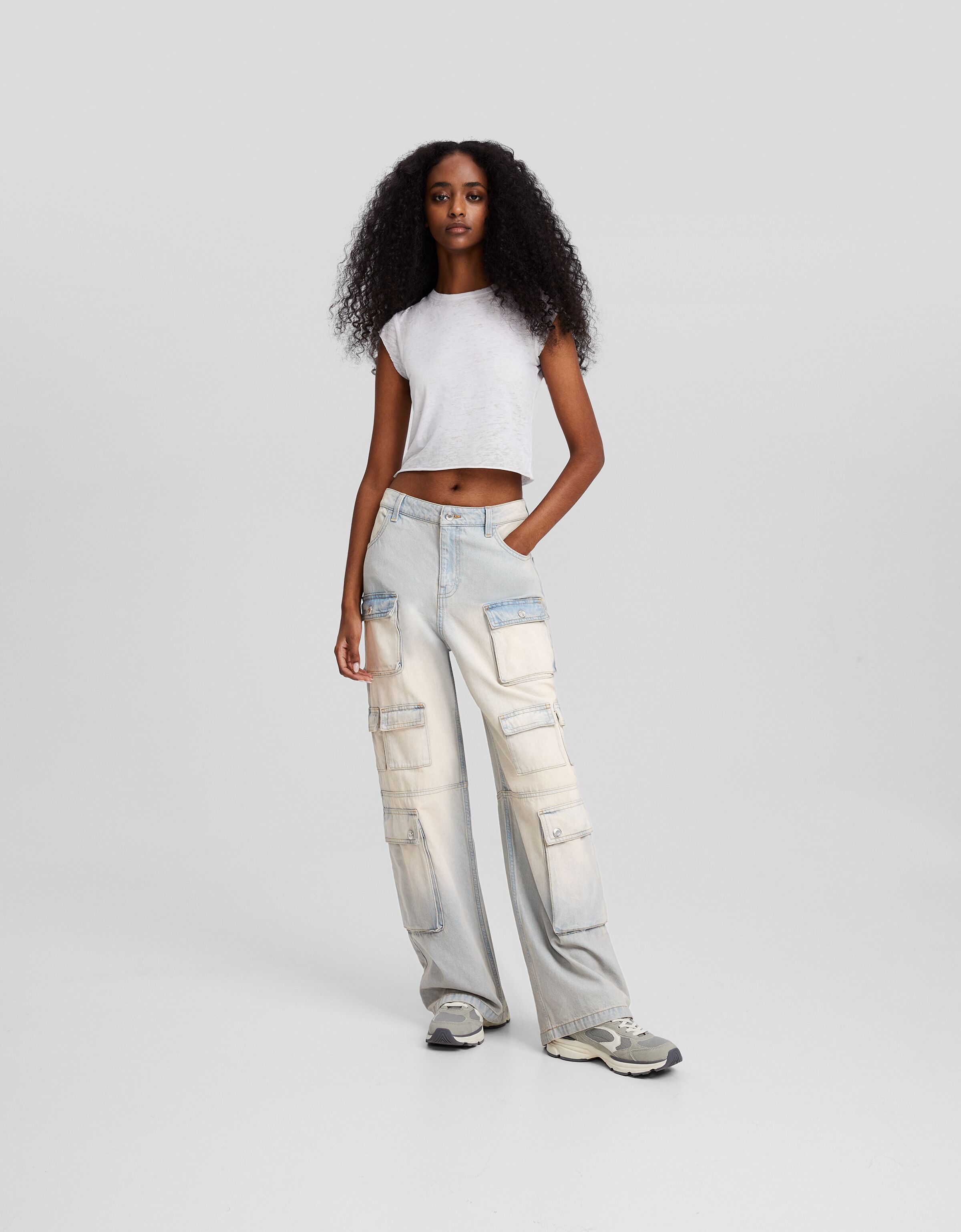 Multi-cargo baggy jeans - New - Women | Bershka