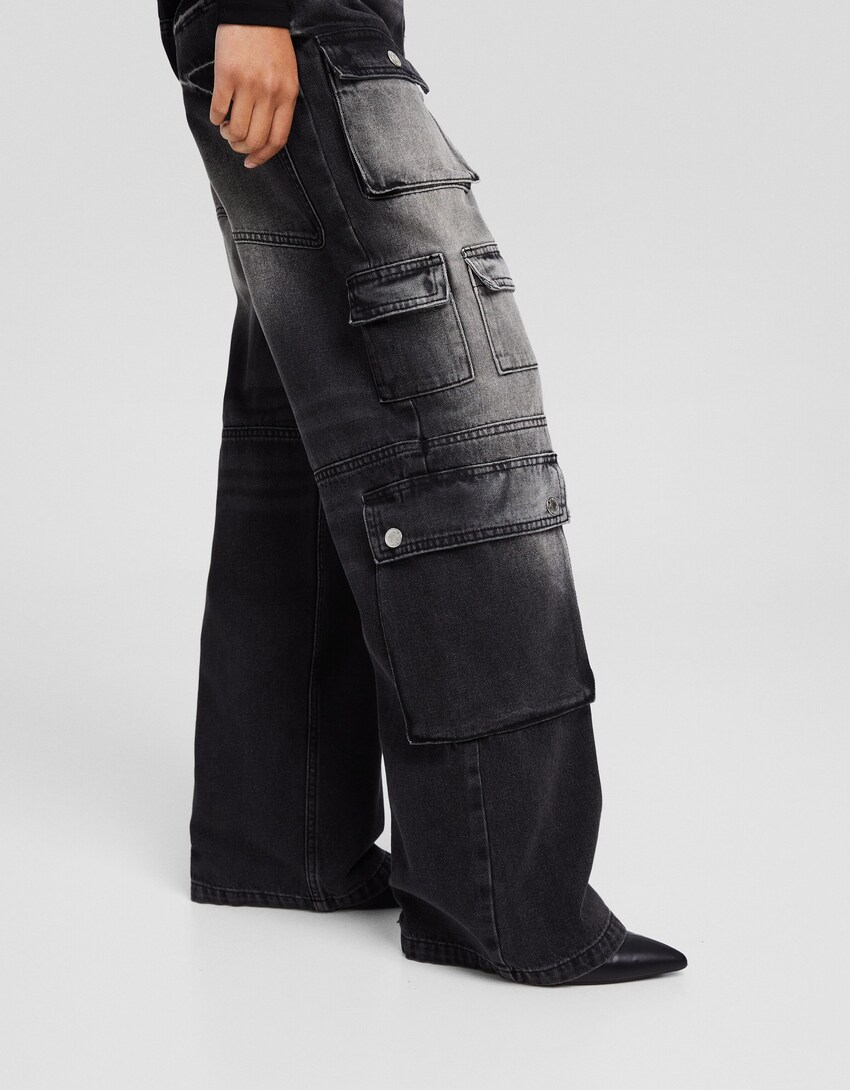 Jeans baggy multicargo-Negro-3