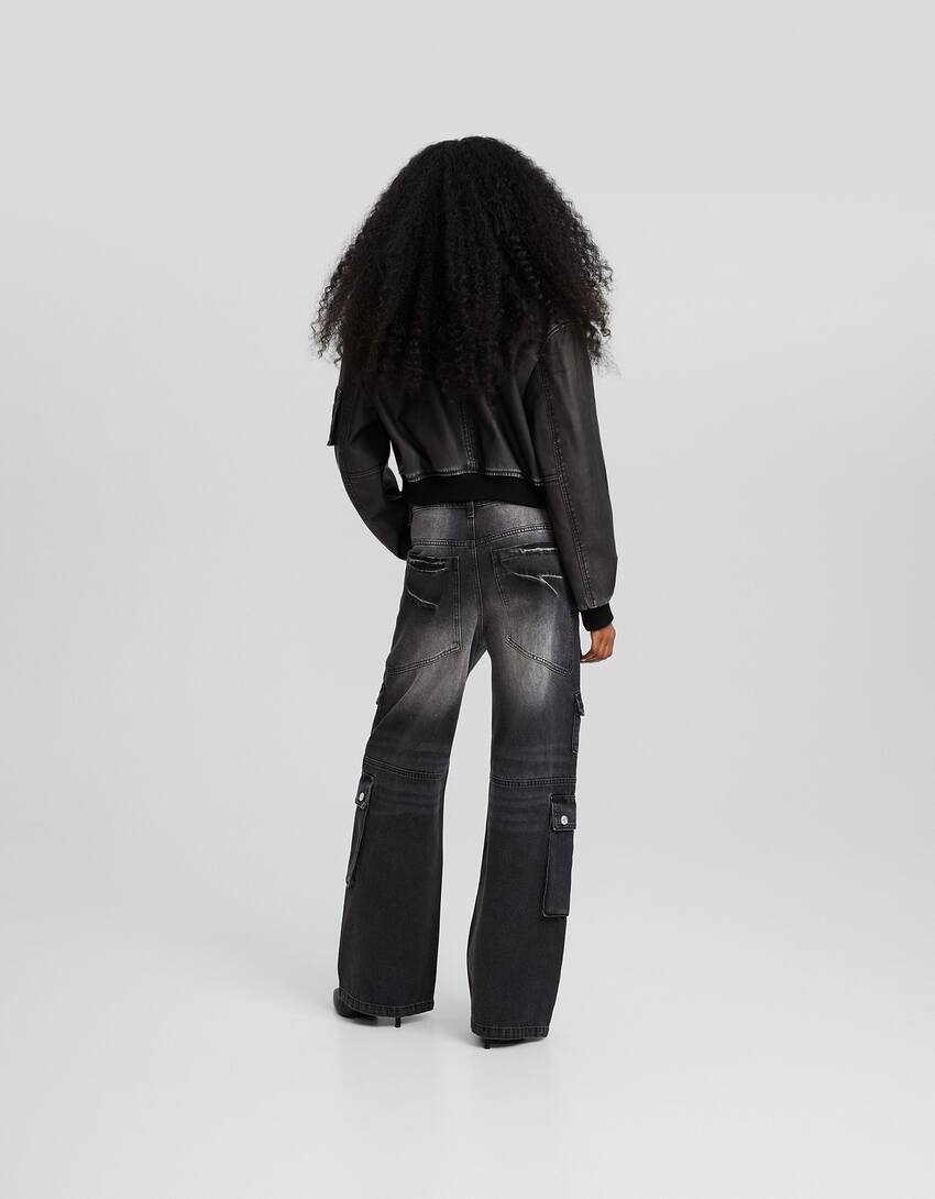 Multi-cargo baggy jeans - Women | Bershka
