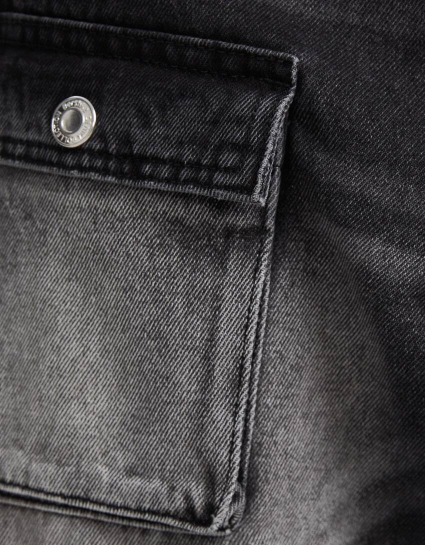 بنطال جينز كارغو واسع-أسود-5
