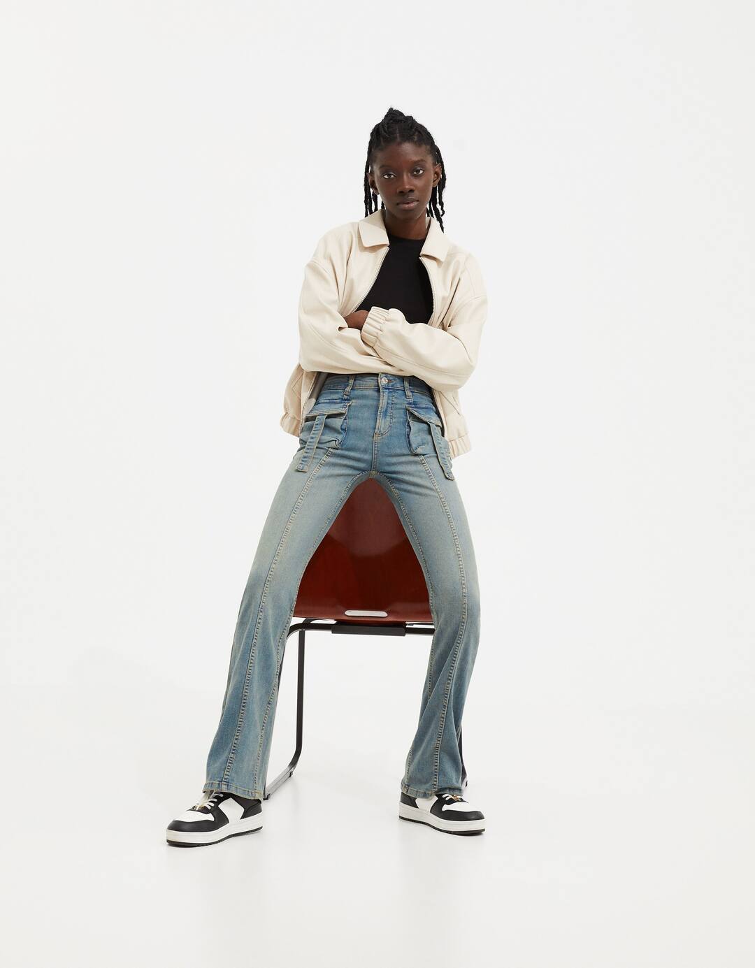 Flared cargo jeans