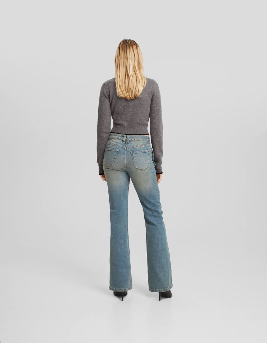 Flared cargo jeans-Washed out blue-2