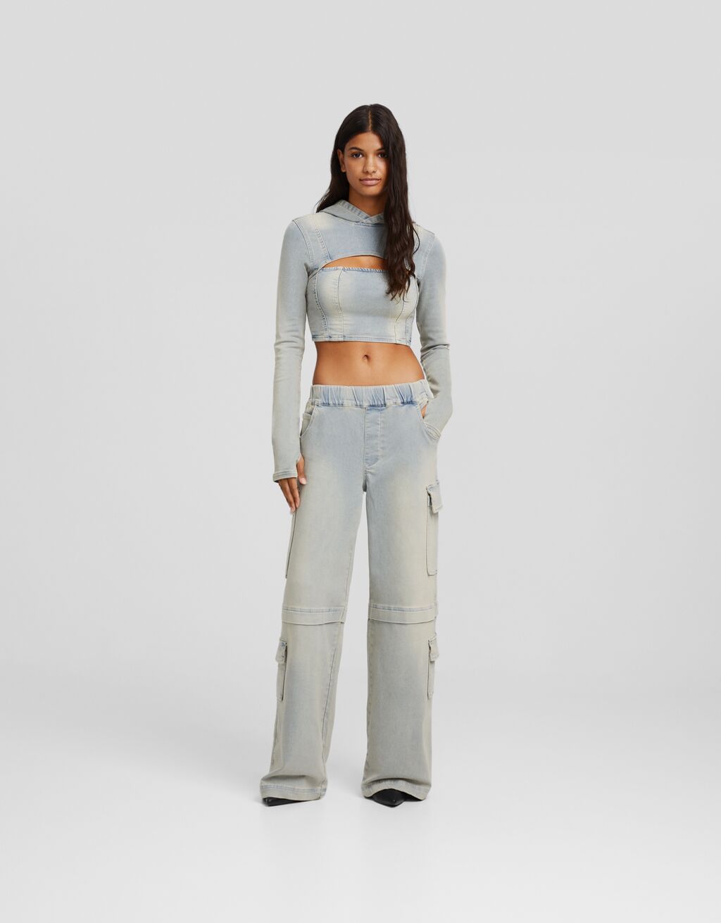 Denim cargo sale trousers womens