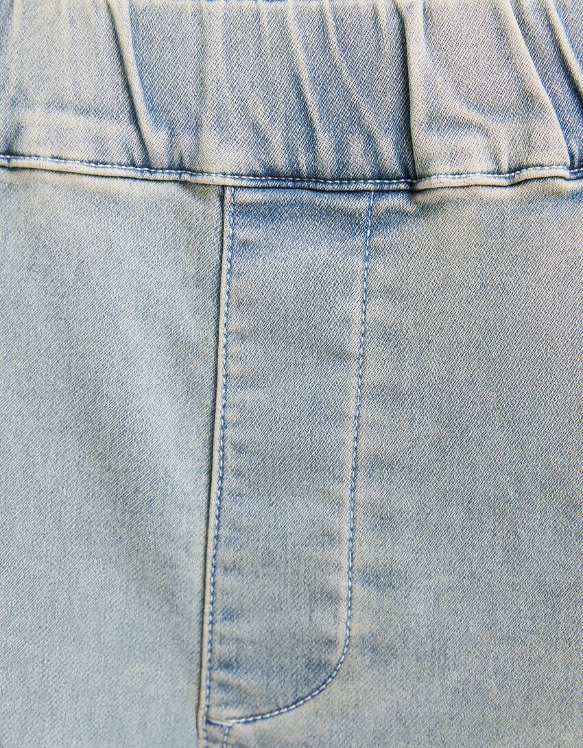 Pantalón knit denim cargo-Azul lavado-5