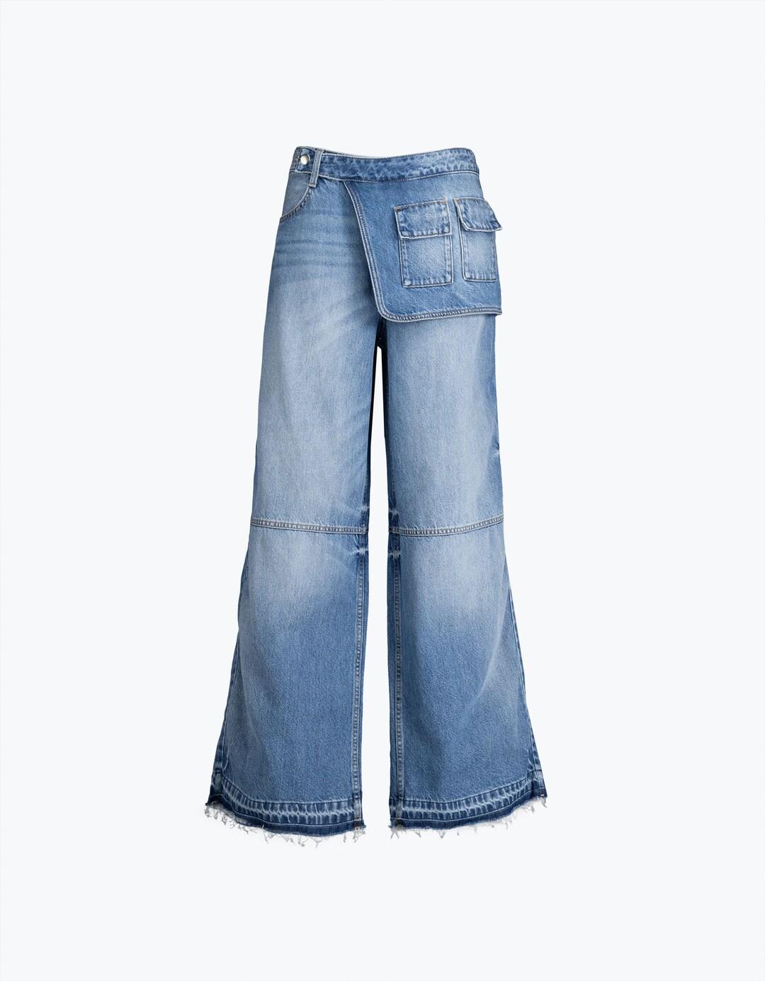 Jeans met wijde pijpen en detail taille