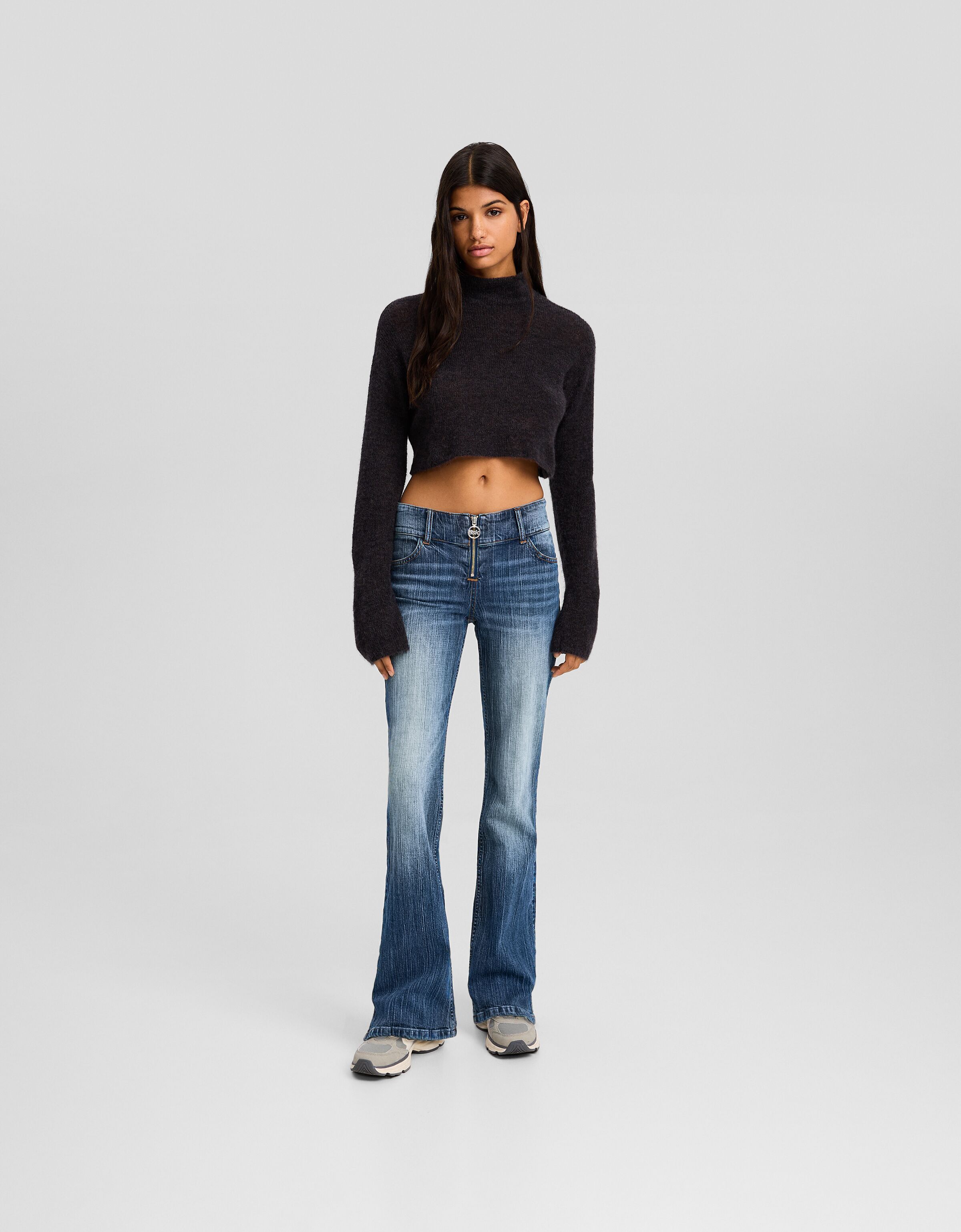 Flared low rise jeans SALE up to 50 off BSK Teen Bershka