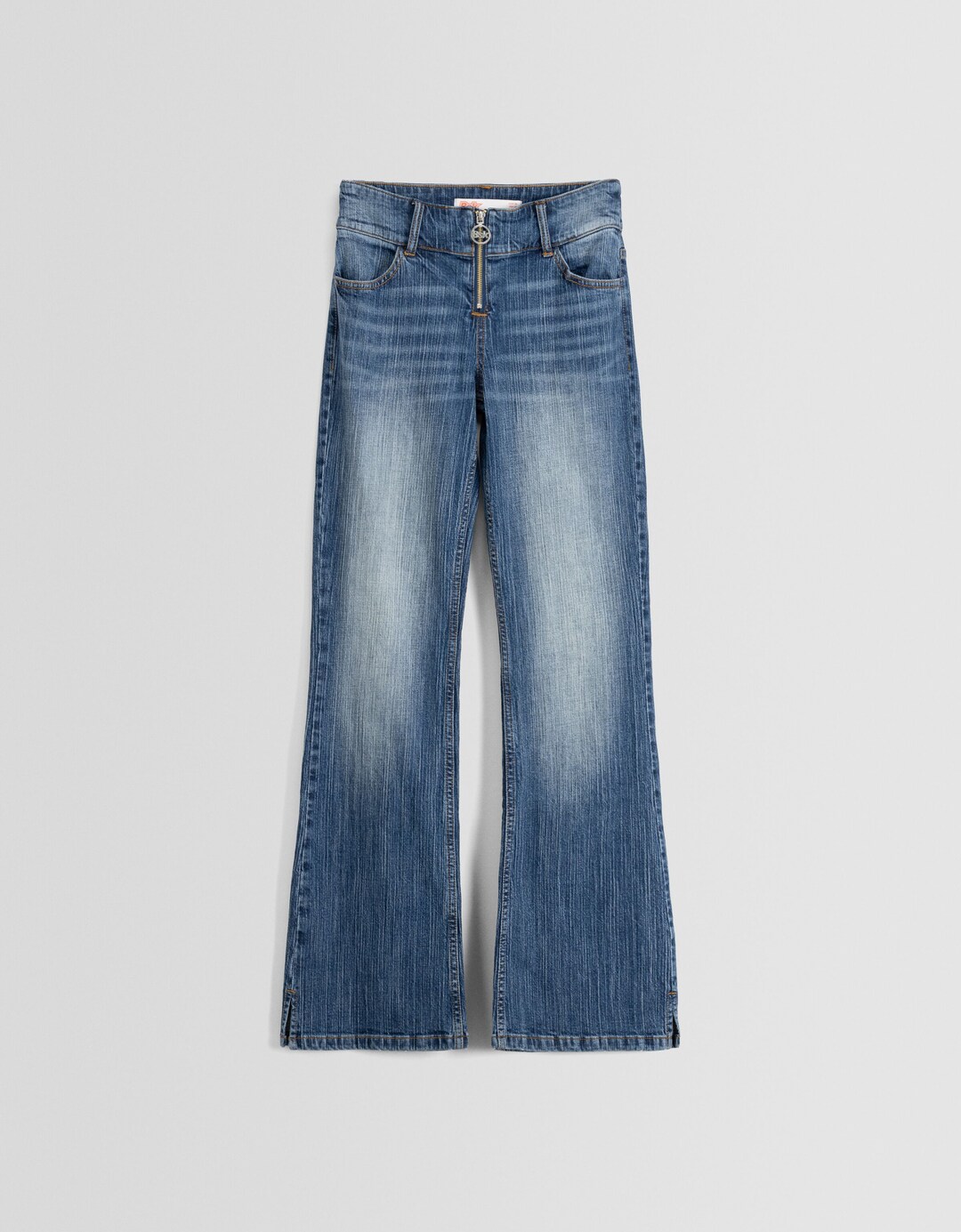 Jeans-Schlaghose mit tiefem Bund
