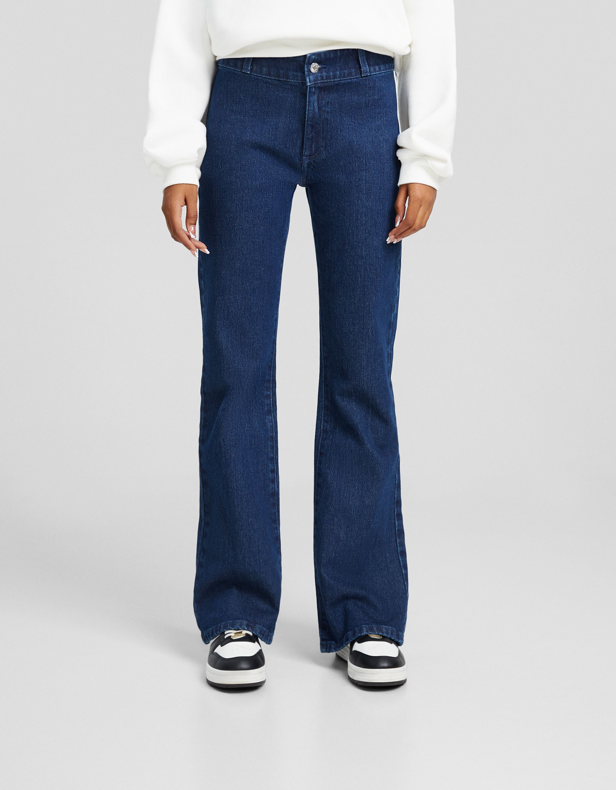 Jean flare fendu Femme Bershka