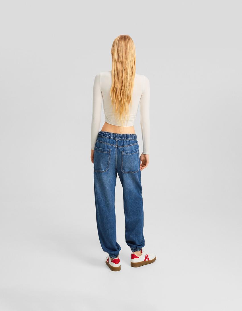 Jeans jogger balloon-Bleu-2
