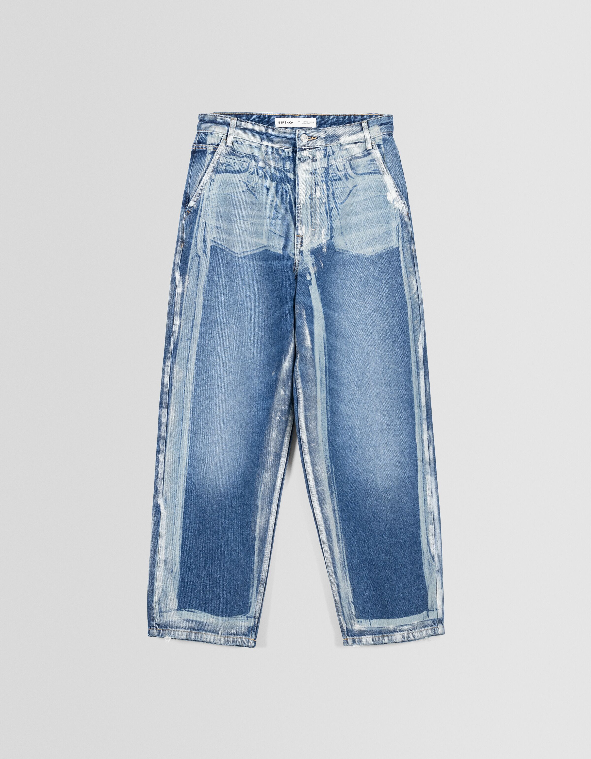Metallic print skater jeans Women Bershka