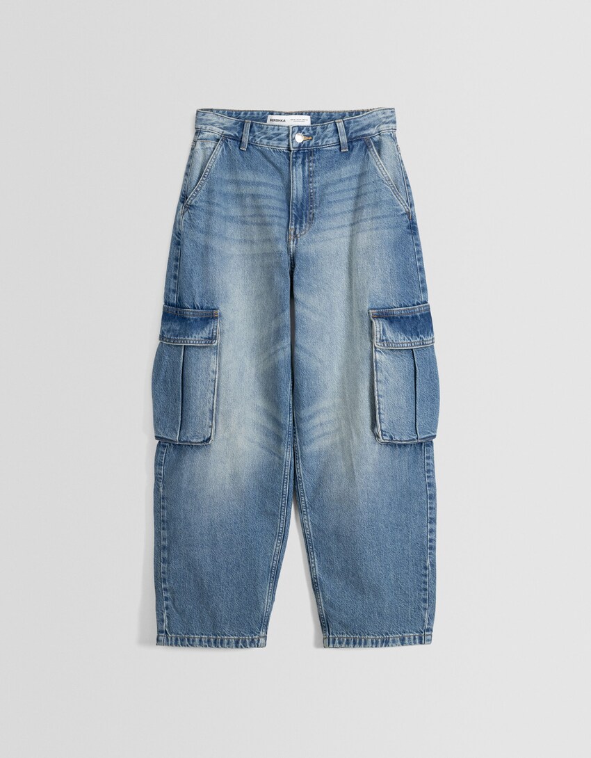 Jeans skater cargo-Azul lavado-5