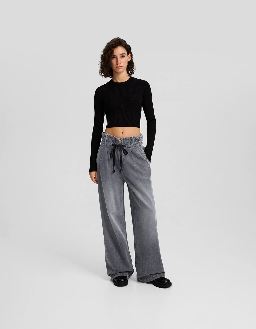 Twill paperbag trousers