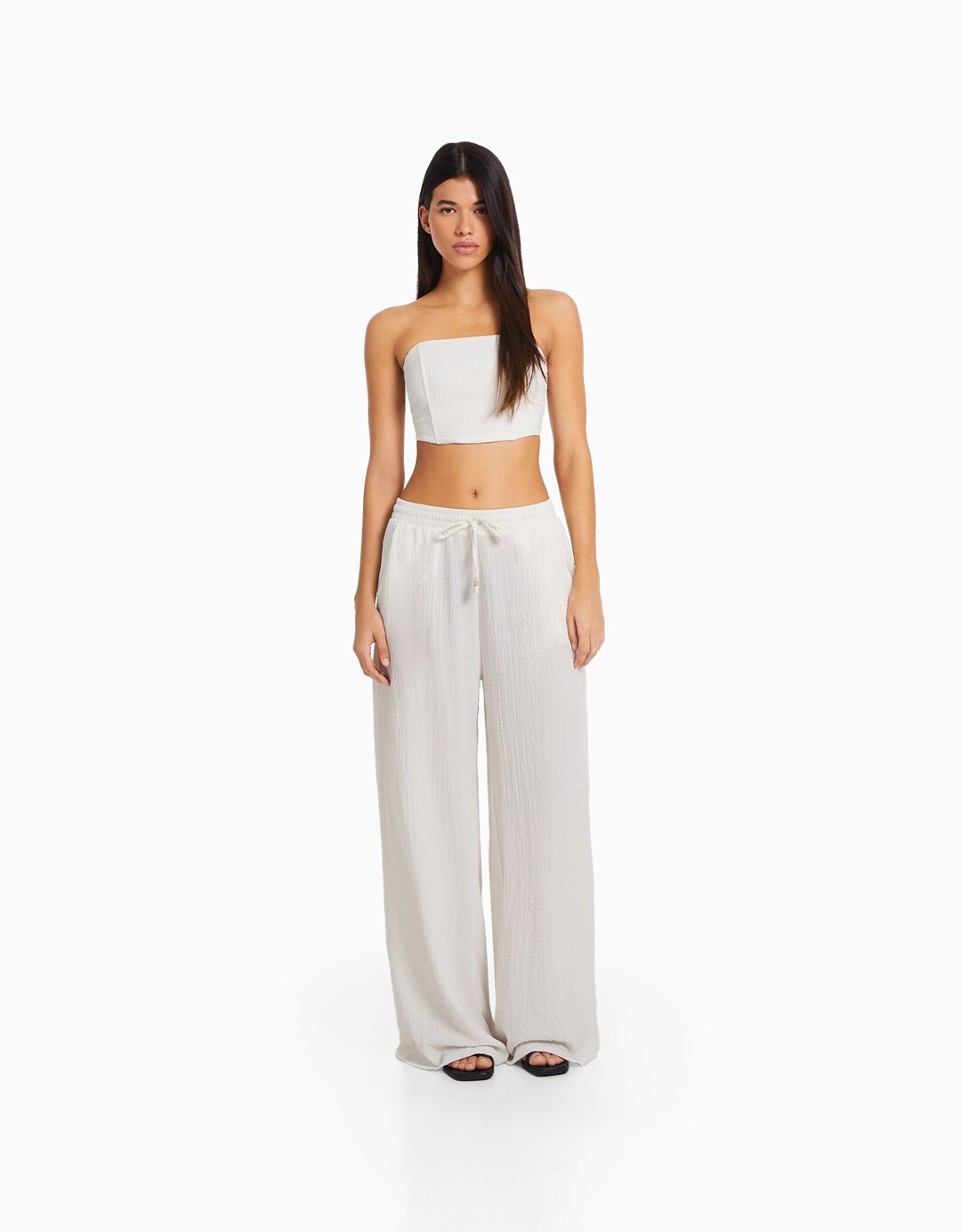 Pantalon wide leg gaufré