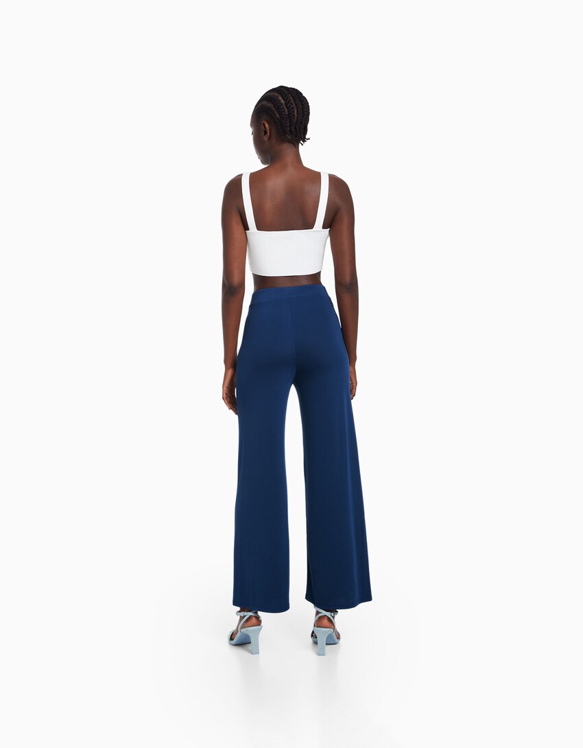 Flowing culottes-Blue-2