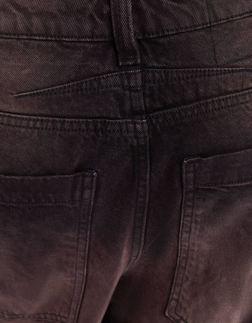 Skater fit trousers with carpenter detail-Brown-5